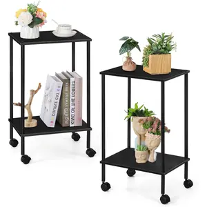 Set of 2 Plant Stands with Wheels, Tall Indoor Side Tables for Plants, Ideal for Living Room, Balcony, Versatile Indoor and Outdoor Plant Holders