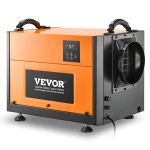 【FathersDayGift】VEVOR 125 Pints Commercial Dehumidifier with Drain Hose, Portable Crawl Space Dehumidifiers for Basement Storage Room Industrial Grade, Auto Defrost/Drainage, Heavy-duty Galvanized Steel, LED Indicat