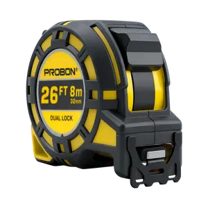 PROBON 26Ft/8M High-Carbon Steel Tape Measure - Double-Sided Scale Printing, Dual Brake System, Magnetic Hook, Shockproof ABS Case, Accurate and Stable Measurement for Construction Tools, Home DIY, Daily Use