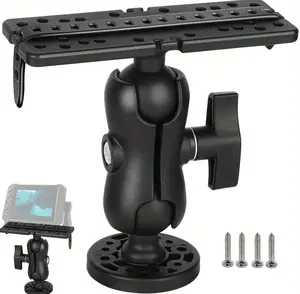 2PCS Black Versatile Ball-Mount Fish Finder Holder Bracket with Screws & 360° Rotation