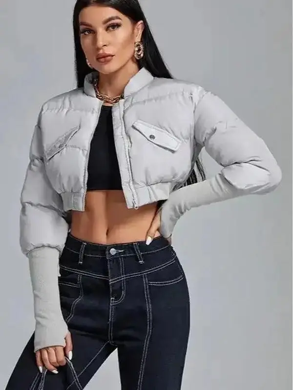 Women's Modern Solid Zip-Up Down Coat - Casual Long-Sleeve Outerwear with Pockets for Fall, Winter Daily Wear, layering essential, transitional piece, polished outerwear, versatile piece
