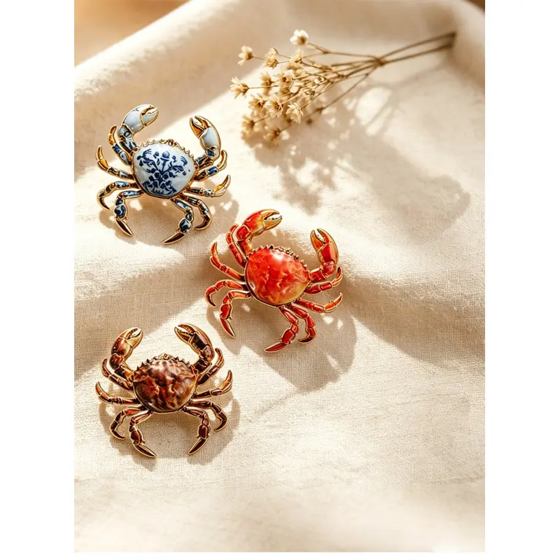 Exquisite Crab Enamel Brooch Patriotic Football 250Th Anniversary Crab Pin Suit Coat Fashion Accessory