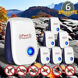 6 Packs Ultrasonic Plug in Pest Repellent indoorfor Flea Insects Mosquitoes Rats Mice SpidersAnts Roaches Bugs, Non-Toxic Pest RepellerHumans and Pets Safe, Pest Control for Home, Office, Work
