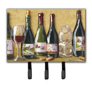 212 MAIN Malenda Trick Wine Du Vin Hangable Tile Organiser with Metal Frame Wall Hooks - Hook Set, Leash/Key Holder, Home Decor Hanger, 9"h x 6"w x 2"d