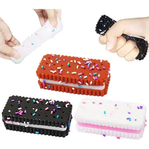 Squishy Fidget Toys 3Pack - Kawaii Cookies Squeeze Toys for Kids Adults, Stress Relief Sensory Toys, Kids Squeeze Toys for Anxiety Relief Party Favors Gifts for Girls & Boys(Rectangle)
