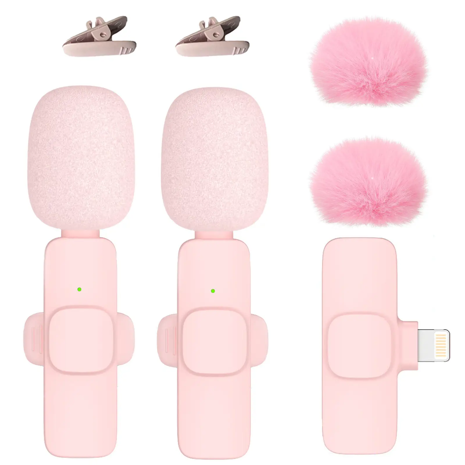 2 Pack Professional Wireless Lavalier Microphone for iPhone, iPad, Android, No Need App/Bluetooth, Portable Plug-Play Clip on Lapel Mic for Interview