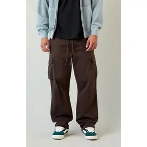 Pacsun Men's Stretch Brody Brown Cotton Cargo Baggy Pants