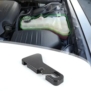 Carbon Fiber Look Coolant Tank Cover Trim for 2011+ Dodge Challenger Charger & 300C Car Exterior Accessories High-Quality UV Resistant ABS Material Easy Installation