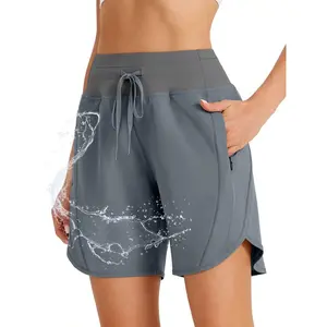 7" High Waisted Athletic Shorts for Women Running Workout Long Shorts with 3 Zipper Pockets cold wash multicolor3 sports shorts rowing  shorts short staples cold wash multicolor2