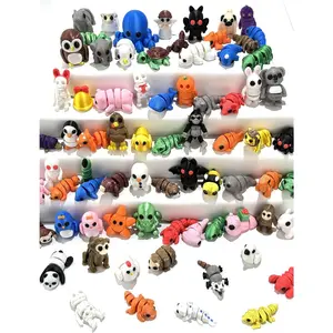 66 Pcs Mini 3D Printed Animal Figurines Set, Articulated Fidget Toys,Surprise 3D Printed Cute Desk, Easter Christmas Favors, Classroom Rewards