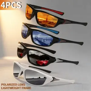 4 Pairs Unisex Lightweight Sports Glasses – UV400 Protective Eyewear with Anti-Glare Lens and Flexible Frame, Perfect for Driving, Cycling, Fishing, Hiking, Skiing, and Daily Outdoor Activities, Stylish Gift for Men and Women Vintage fall sunglass ses