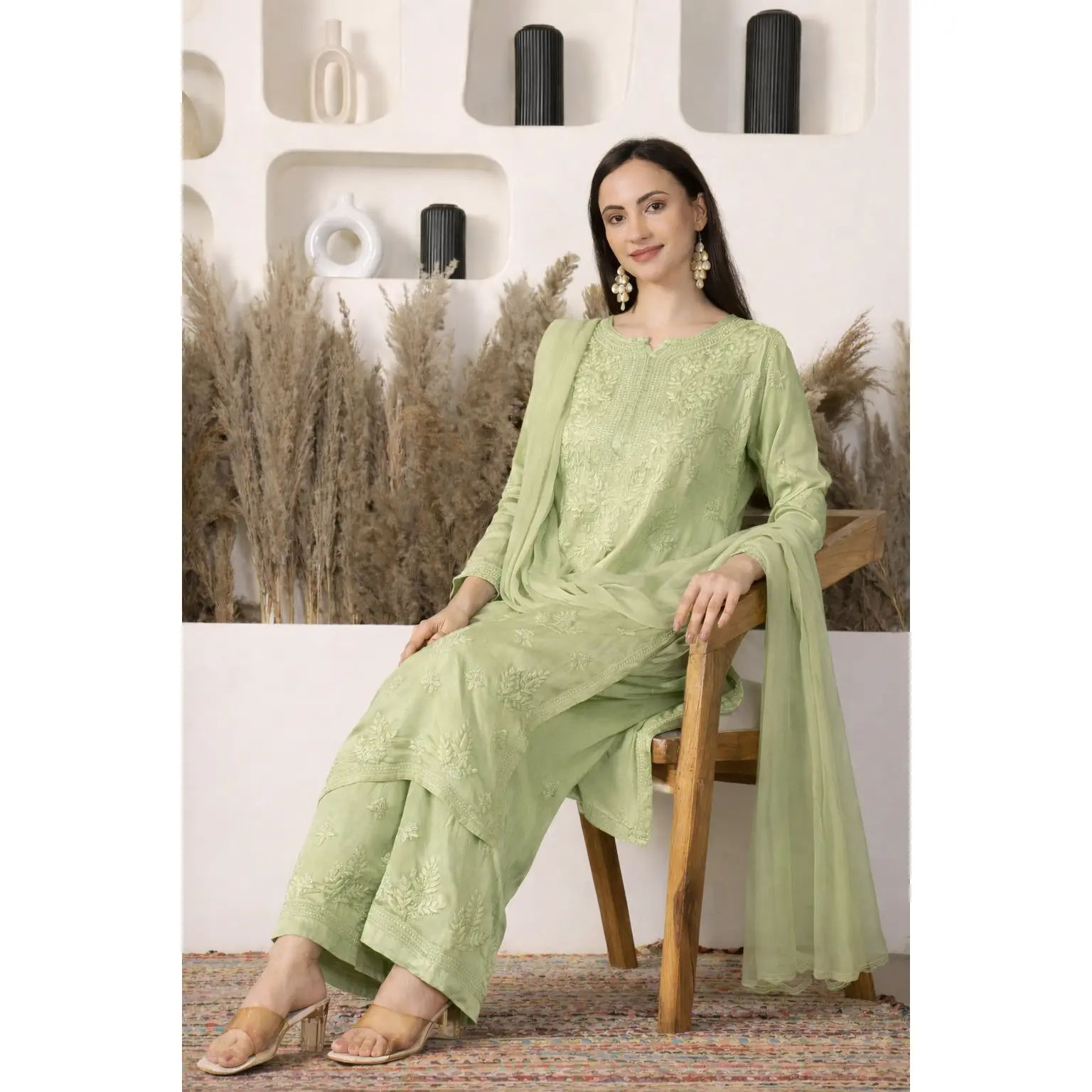 Makhmal Modal Sage Suit Set