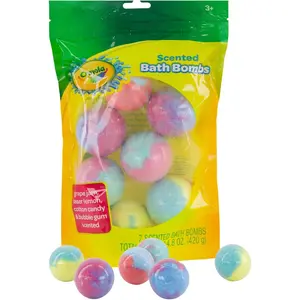 Crayola Colorful Scented Bath Bombs for Kids, Color You Bath Bathbomb Fizzies for Boys Girls Holiday Stocking Stuffer, Grape Jam, Laser Lemon, Cotton Candy, & Bubble Gum Scents