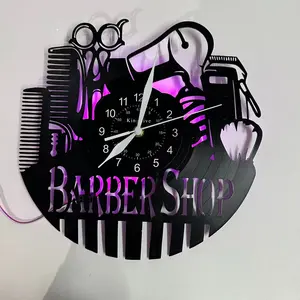 LED Vinyl Record Wall Clock, Seven-Color LED Silent Clock, Decorative Art for Barbershop, Salon, Home Studio, Ideal Gift