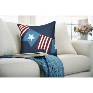 Lush Decor MARINA Indoor/Outdoor Power Loomed Synthetic Blend Machine Washable Pillow - Traditional Geometric Global Colorful   (Proud Pennants)