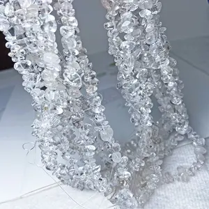2 counts about 70cm Natural clear quartz crystal chips with hole crystal string for diy bracelet or jewelry money tree