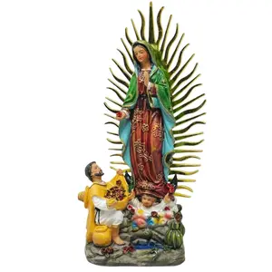 Virgen De Guadalupe 8" Inches 25358-8 Con Juan Diego Statue Featuring a Colorful Design Our Lady of Brand New Our Lady Religious Decor