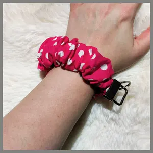 Scrunchie Wristlet Keychain || Large Pink Polka Dots