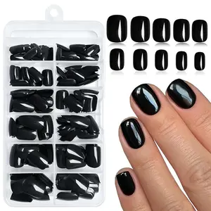 Short Square Shaped Fake Nail Tips, 120pcs/box 10 Sizes Glossy Finish Press on Nails, Removable Stick on Fake Nail for Home Salon Use, Nail Art