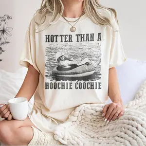 Vintage Hotter Than A Hoochie Coochie T-Shirt, Meme Summer Vacation sweatshirt, Music Lover, 90s Country Music, Country Music Shirt