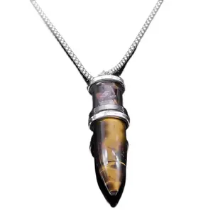 Collar Bala con Piedra Ojo de Tigre – Amuleto de Protección y Fuerza