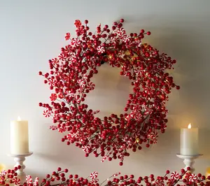 Kringle Express 24" Peppermint Swirl & Berries Wreath