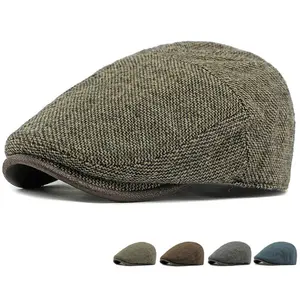 HT4950 Berets Autumn Winter Wool Hat Men Women Artist Painter Beret Hat Adjusted Ivy Flat Cap Male Female Fleece Lined Beret Cap