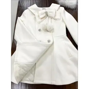 Japanese Autumn Winter Elegant Kawaii Coat Women Faux Fur Collar Long Sleeve Tops Casual Lolita Bow Button Warm Sweet Jacket New