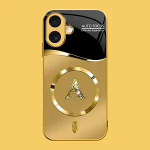 Suitable for [iPhone 16] high-end MagSafe phone case，Choose from any of the 26 letters， The pattern features a printed effect and is not 3D-dimensional YM99