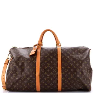 Pre-owned Louis Vuitton Canvas Coated Travel Bags Keepall Bandouliere Bag Monogram Canvas 60 by Rebag