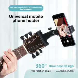 Acoustic & Electric Guitar Headstock Phone Mount Accessory, Guitar Phone Clip for Live Stream, Recording & Practice, Phone Holder for Playing Along