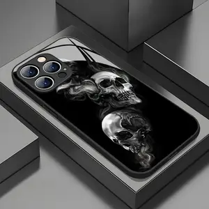 Tempered Glass Case with Premium Skull Design, for iPhone 17 16 15 14 13 12 11 PRO MAX PLUS AIR and 16E AIR XR XS MAX Series. Ideal Gift for the Four Seasons
