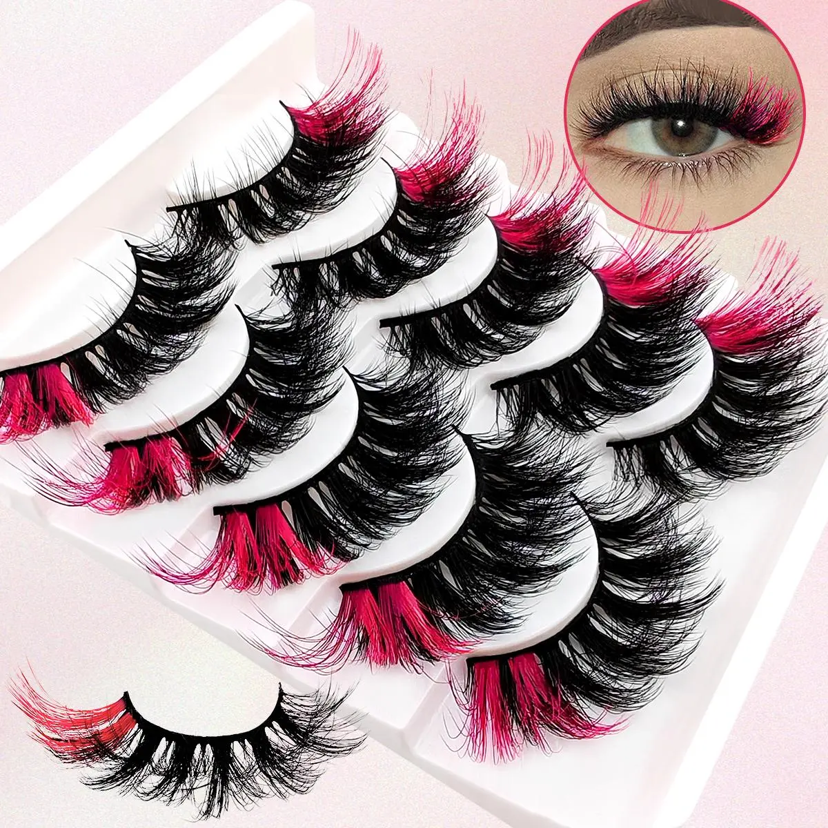Wispy Cat Eye Look Faux Cluster Lashes, 5 Pairs Natural Curling Eye Makeup Strip Lashes, Volumized False Eyelashes, Fake Eyelashes for Women & Girls Eye Makeup Enhancement