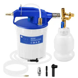 JIFETOR Pneumatic Vacuum Brake Bleeder Kit, Brake Clutch Oil Bleeding Tool Set with 1.75L Waste Brake Fluid Extractor, 0.9L New Oil Refilling Bottle, 2 Silicon Hoses and Universal Rubber Adapter Brake Pad