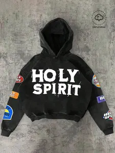 Men's Graphic Print Hoodie Pullover, American Street Style Cotton Heavyweight Sweatshirt, Fall & Winter Fashion, Casual Fitted Design, Graphic Sweatshirts, Streetwear, Long Sleeve, Graphic Team Hoodie