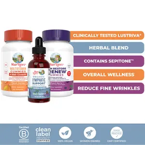 MaryRuth's Lymphatic Support & Hair Growth + Skin Renew Gummies Bundle - Lymphatic Support Herbal Blend 1 oz - Multivitamin + Hair Growth Gummies 60 ct - Skin Restore + Renew Gummies 60 ct
