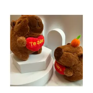 Capybara Bag Charm Adorable Capybara Holding Heart with Te Quiero Text, Spinning Tail with Pull Tag underneath & Orange Top Accessory for Deco