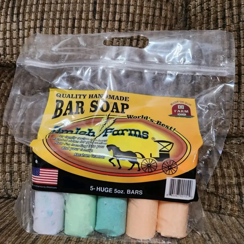 Amish Farm Bar Soap Pack Of 5 Huge Bars 5oz Each Soap Made In USA Body Care Blend
