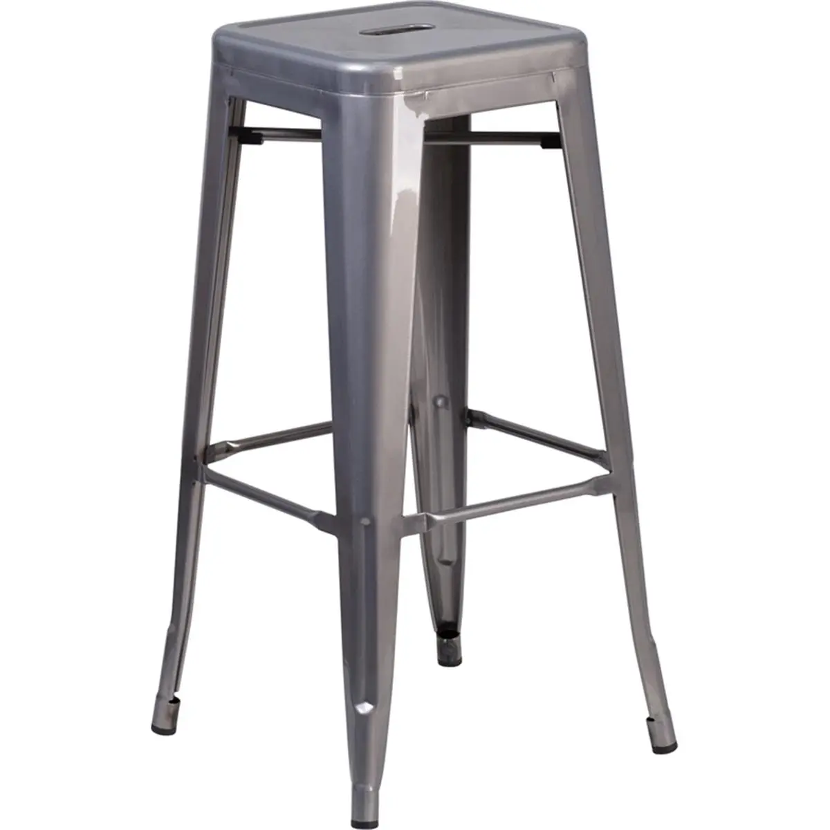 212 MAIN 30 in. Backless Powder-Coated Metal Modern Counter Stool - Square Seat, Industrial Look, Stackable, Stable, Heavy-Duty, Anti-Rust, Cross Brace, Seat Drain Hole (Model XU-DG-TP0004-30-GG), Modern Counter Stools