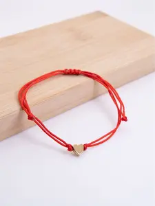 Beautiful Minimalist Silk Thread Bracelets with Small Heart Charm Adjustable Unisex Casual Accessories In diferent Colors.