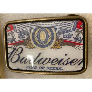 Vintage Metal Belt Buckle, Budweiser, King of Beers, Beer, Busch, Nice Design, 3" x 2", Heavy Duty, Quality, Thick Metal
