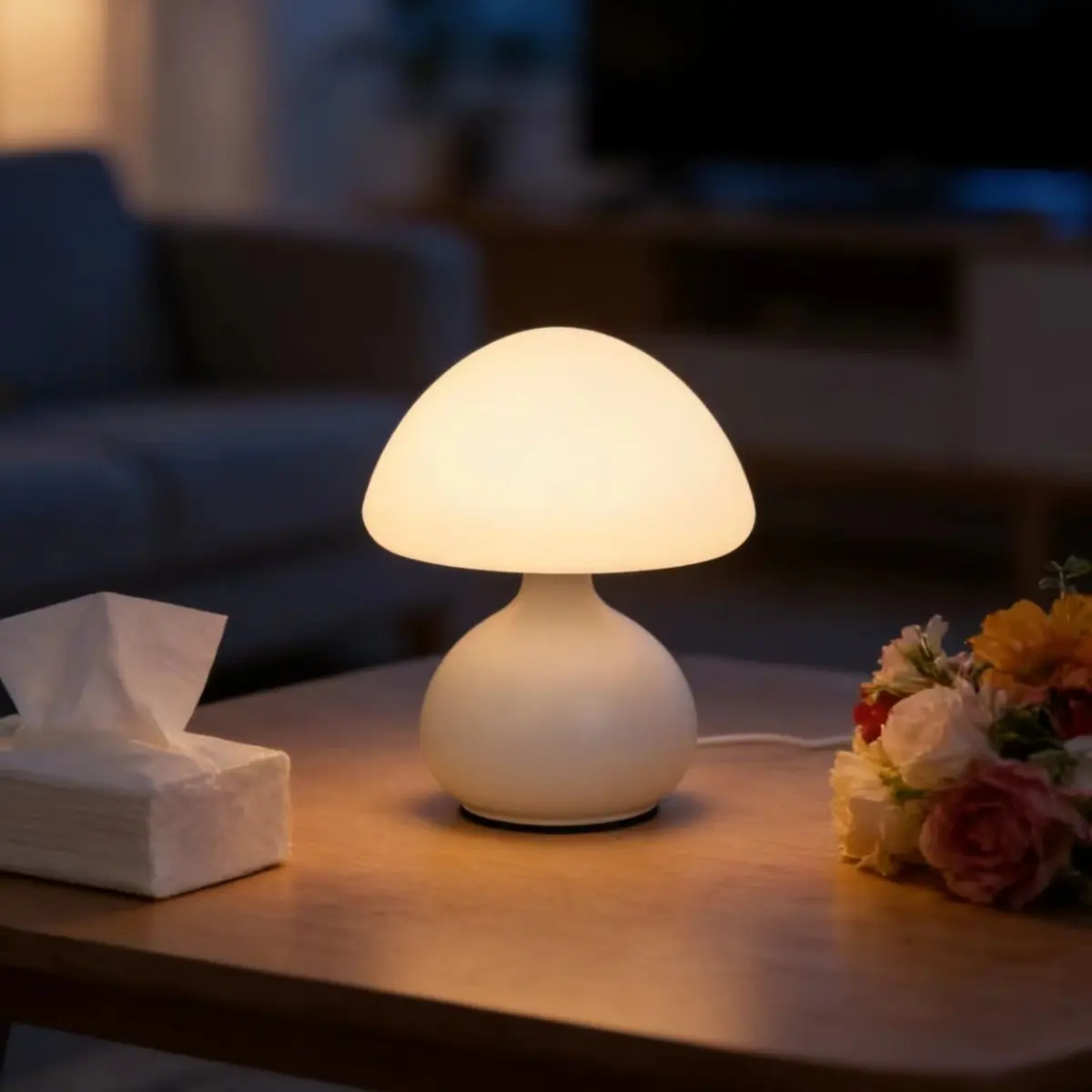 Cute Mushroom Table Lamp for Bedroom & Living Room, Nightstand Lamp, Mini Modern Medieval Decorative Light, Unique Home Decoration, Low Voltage Dimmable, Decorative Ambient Lamp