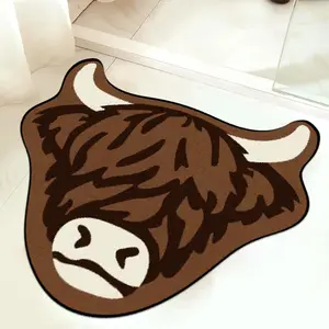 1 piece Highland cow rug, Soft shaggy rug, brown highland cow soft fluffy floor mat, soft and comfortable carpet, furry carpet gift, home decoration bedside mat, suitable for bedroom farmhouse living room cloakroom lounge