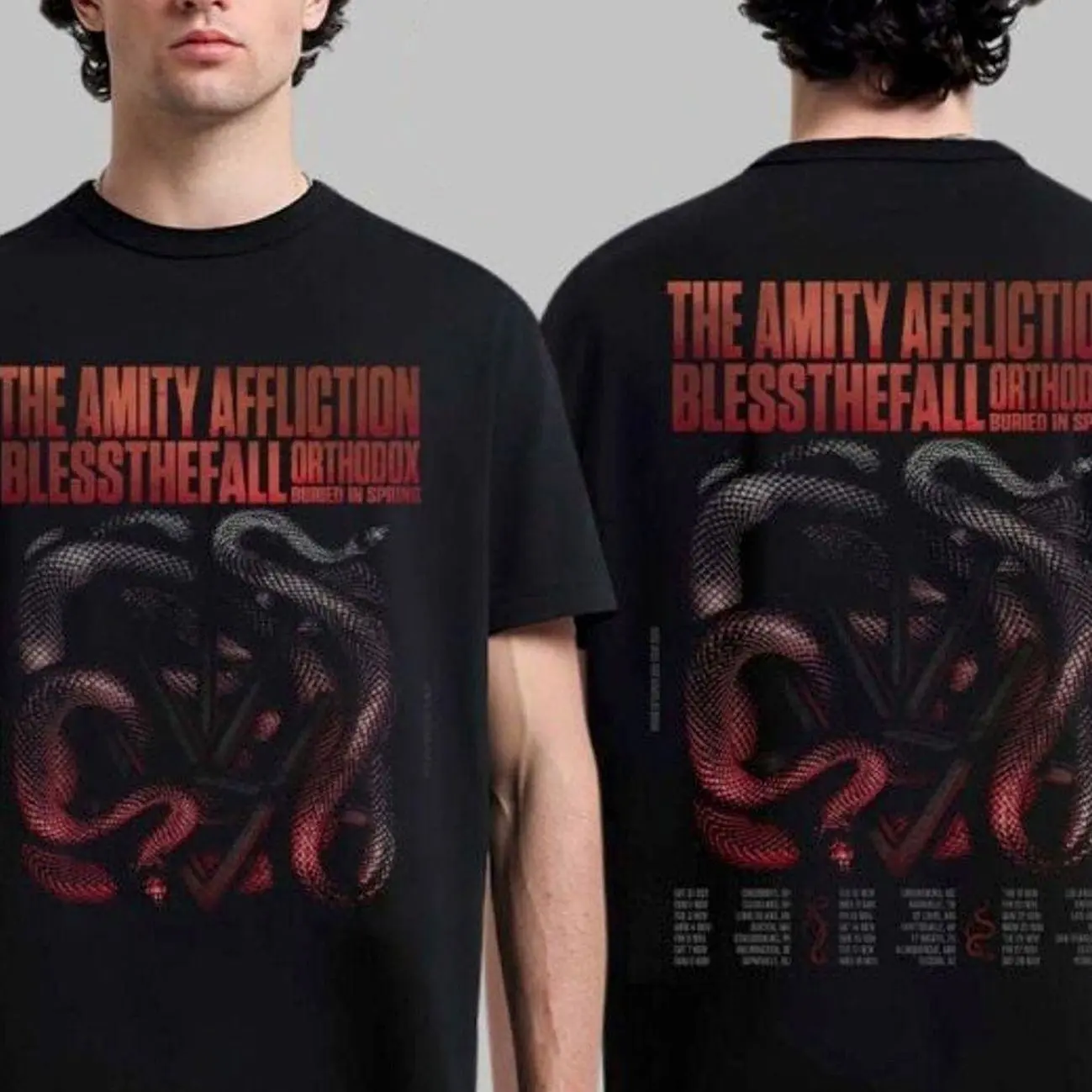 The Amity Affliction 2026 House Of Cards USA Tour Schedule Dates With Bless The Fall Orthodox And Buried In Spring T-Shirt 06A 2C0 AXT