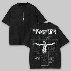 Evangelion Washed T-Shirt, Game Shirt, Crewneck, Casual Graphic Tee, Available in Sizes S-3XL, Heavyweight Cotton T-shirt, Anime Merch, Top Tshirt Streetwear graphic tees Oversized Fabric