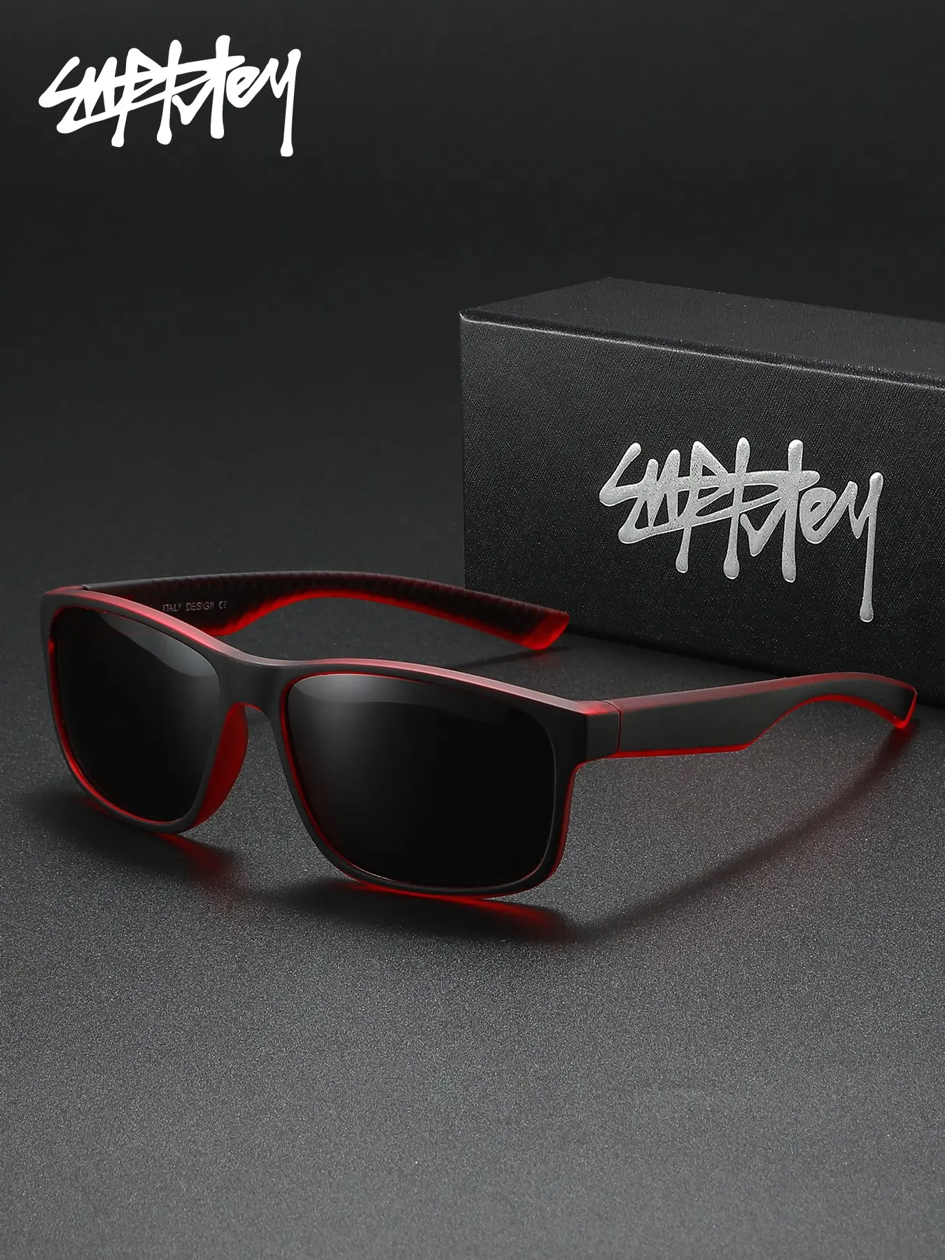 Supkley Trendy Polarized Square Frame Sunglasses, Sun Protective Sunglasses, Casual Sunglasses with Tac Coating Lenses, UV Protection for Outdoor Activities, Anti-Slip Design for Everyday Wear, Modern Trendy Sunglasses