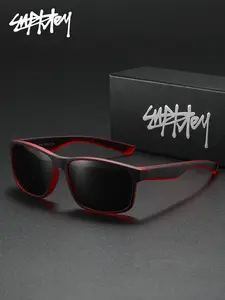 Supkley Trendy Polarized Square Frame Sunglasses with Colorful Tac Coating Lenses, UV Protection and Sun Protection for Outdoor Activities, Anti-Slip Design for Everyday Wear