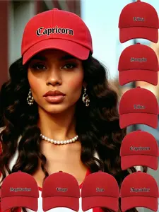 1PC Women's  Chic Red Zodiac Embroidery Baseball Cap, Mature-Casual Style Versatile Hat, Multi-Scene Cap For Date Outings/Afternoon Tea Cafés/Urban Exhibitions/Girls' Getaway Trips/Office Casual Looks