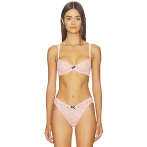 fleur du mal Bianca Lace Balconette Bra in Pink Lady