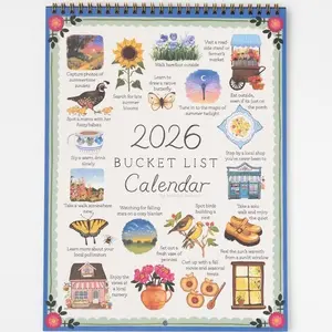 Brooklyn Swenson 2026 Bucket List Calendar Spiral Bound Art Planner Notebook 9x24 Uncoated Matte Cardstock Monthly Budget Planner for Artists and Budget Planners